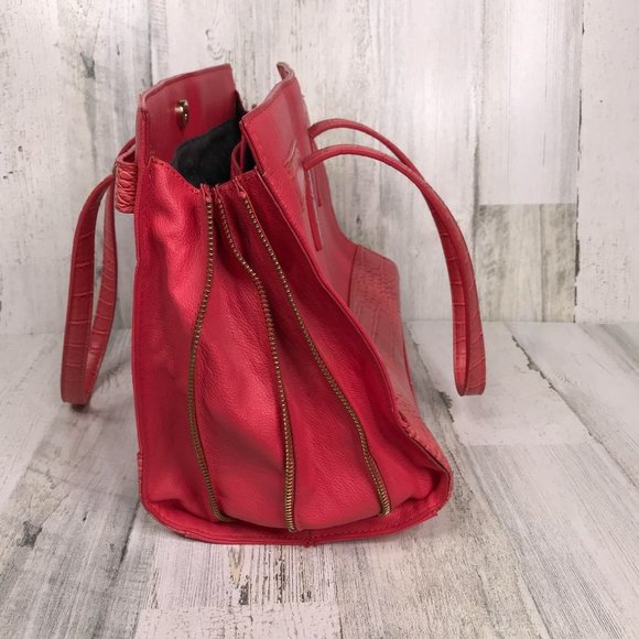 Olivia + Joy coral briefcase style shoulder tote - Picture 7 of 11